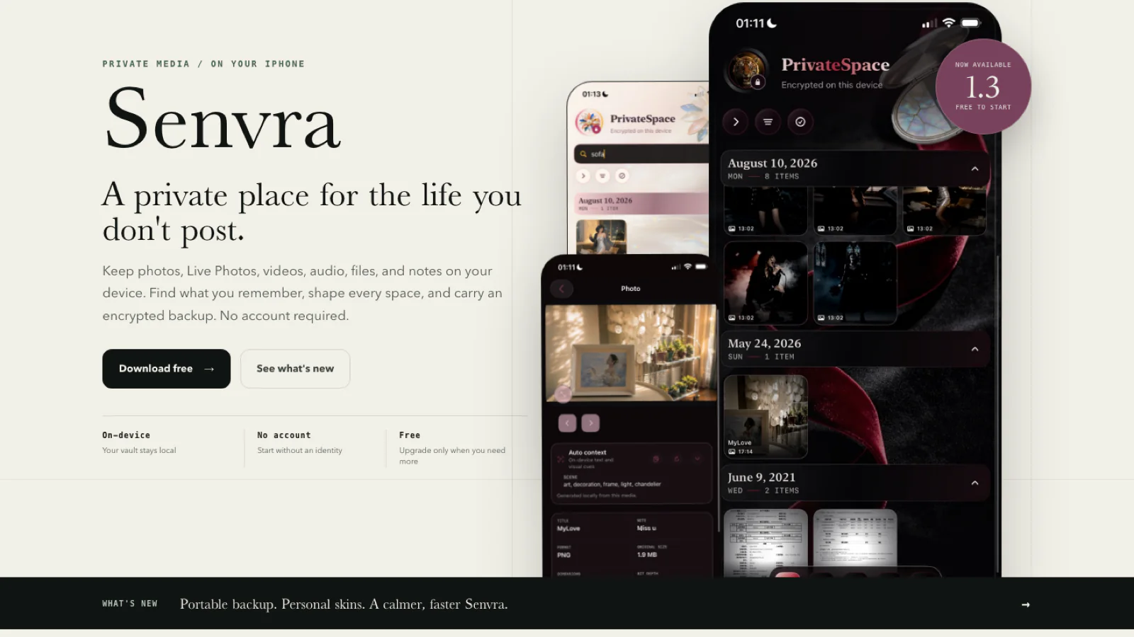 Senvra 1.3: Private, personal, and ready to come back