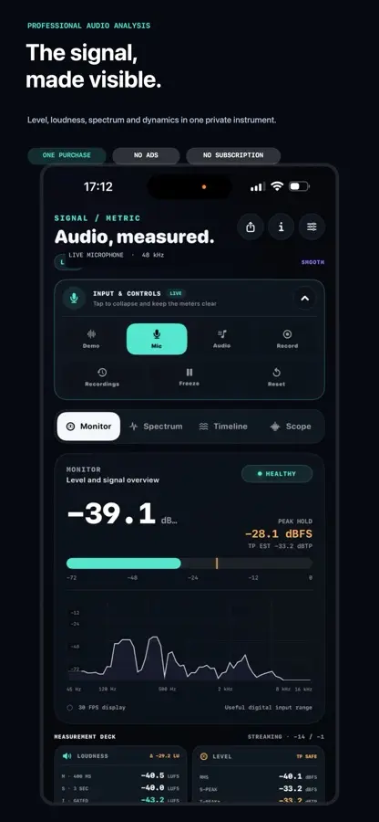 SignalMetric アプリプレビュー